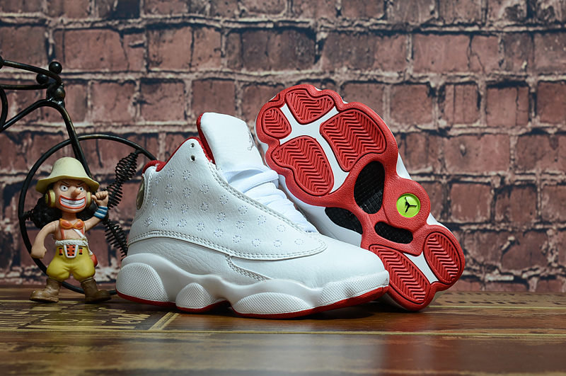 2018 New Kids Air Jordan 13 White Red Shoes - Click Image to Close